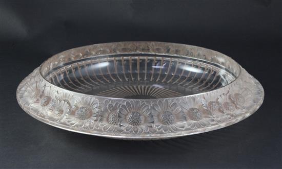 A Lalique Marguerites glass bowl, post-war, diameter 36cm